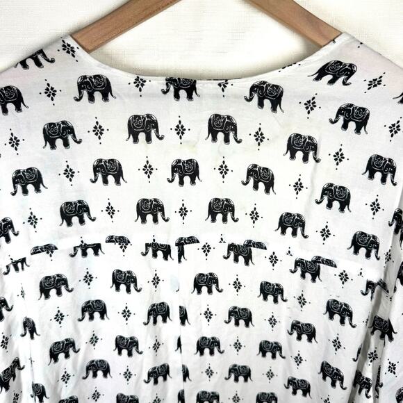 FOREVER 21 Paisley Duster Plus Size 1X Elephant Neutral Thailand Boho Hippie - Picture 6 of 8